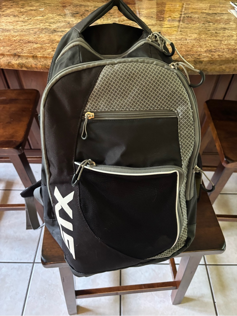 Black & Gray Men's Backpack with Front Mesh Pocket